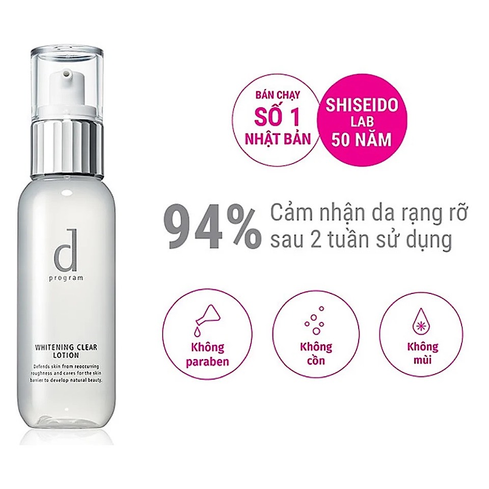 Nước Cân Bằng Dưỡng Trắng Da D Program Whitening Clear Lotion 125Ml